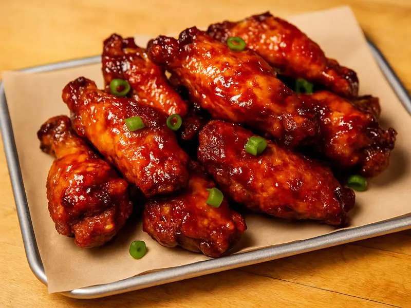 Traditional chicken wings glazed in spicy house sauce, served at Wilson’s Bar & Grill in Hilliard, OH