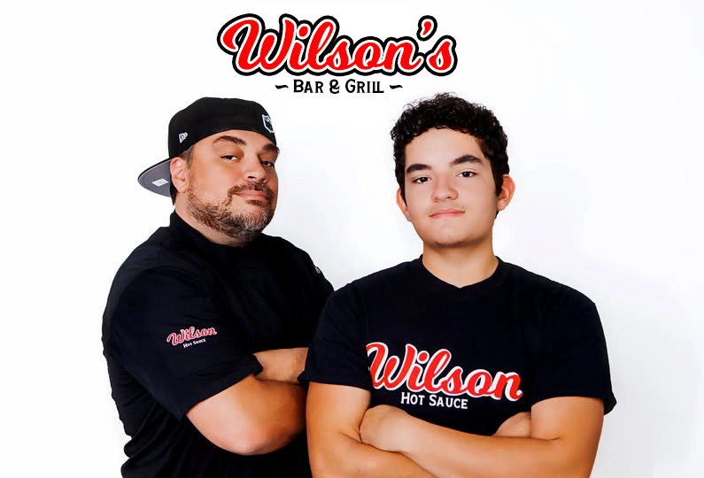 Jeremiah Wilson and Xavier Wilson of Wilson’s Bar & Grill in Hilliard, Ohio, announcing the grand opening