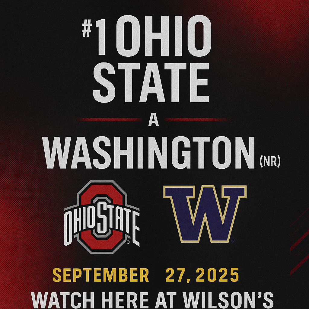 Watch the #1 Ohio State Buckeyes vs Washington Huskies game at Wilson’s Bar & Grill in Hilliard on Sept 27, 2025.