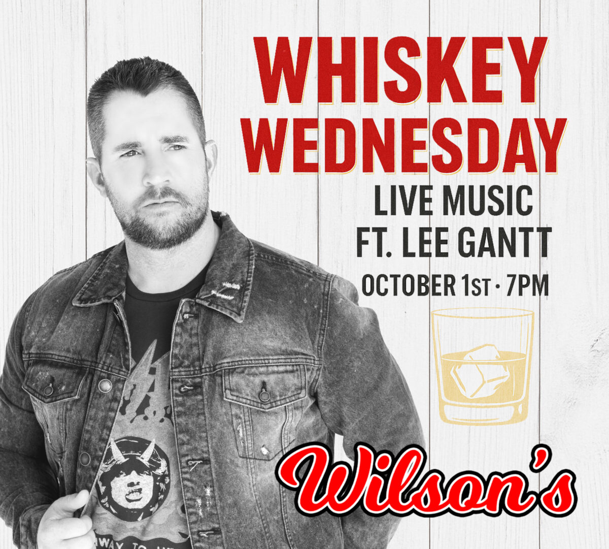 Whiskey Wednesday at Wilson’s Bar & Grill in Hilliard with live music by Lee Gantt on October 1, 2025 and bourbon drink specials.