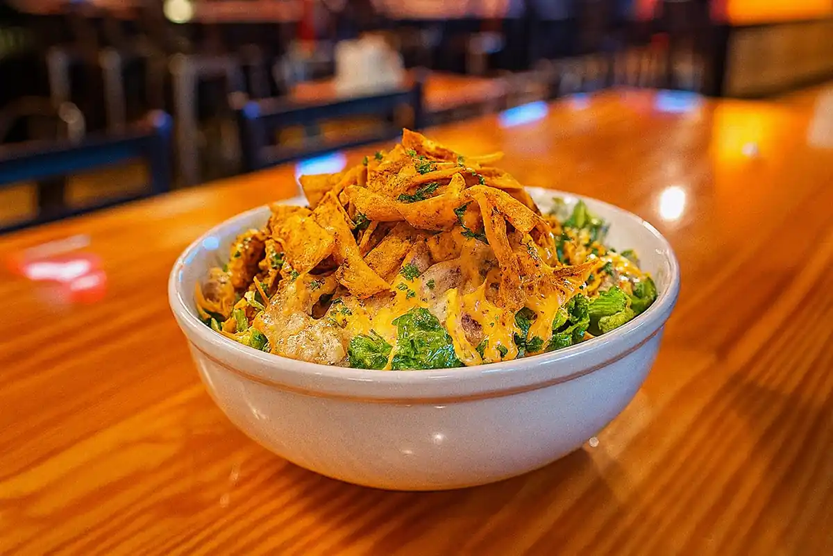 Southwest Salad at Wilson’s Bar & Grill in Hilliard with fajita chicken, bacon, and house-made Southwest Adobo dressing.