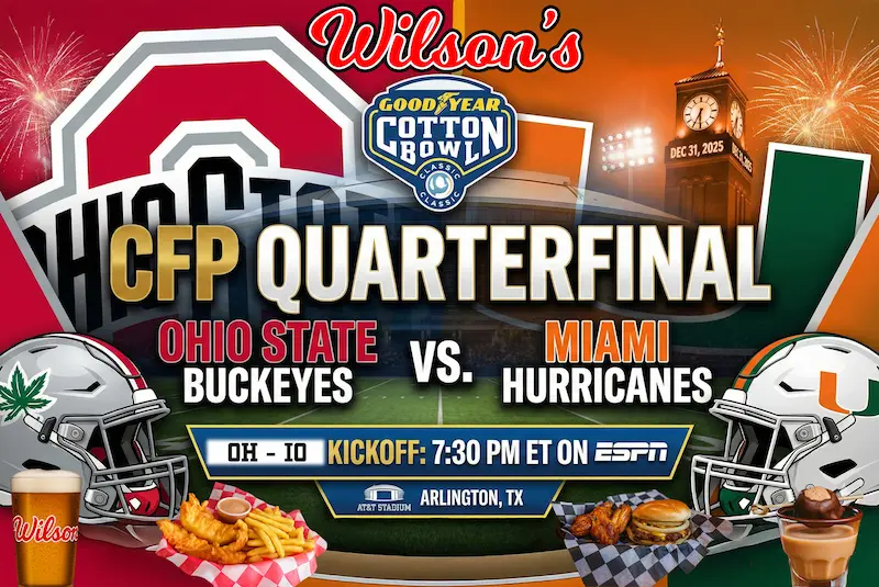 Ohio State playoff game vs Miami on New Year’s Eve at Wilson’s Bar & Grill in Hilliard Ohio