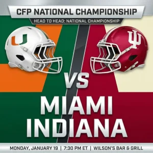 Miami vs Indiana National Championship watch party at Wilson’s Bar & Grill in Hilliard, Ohio.