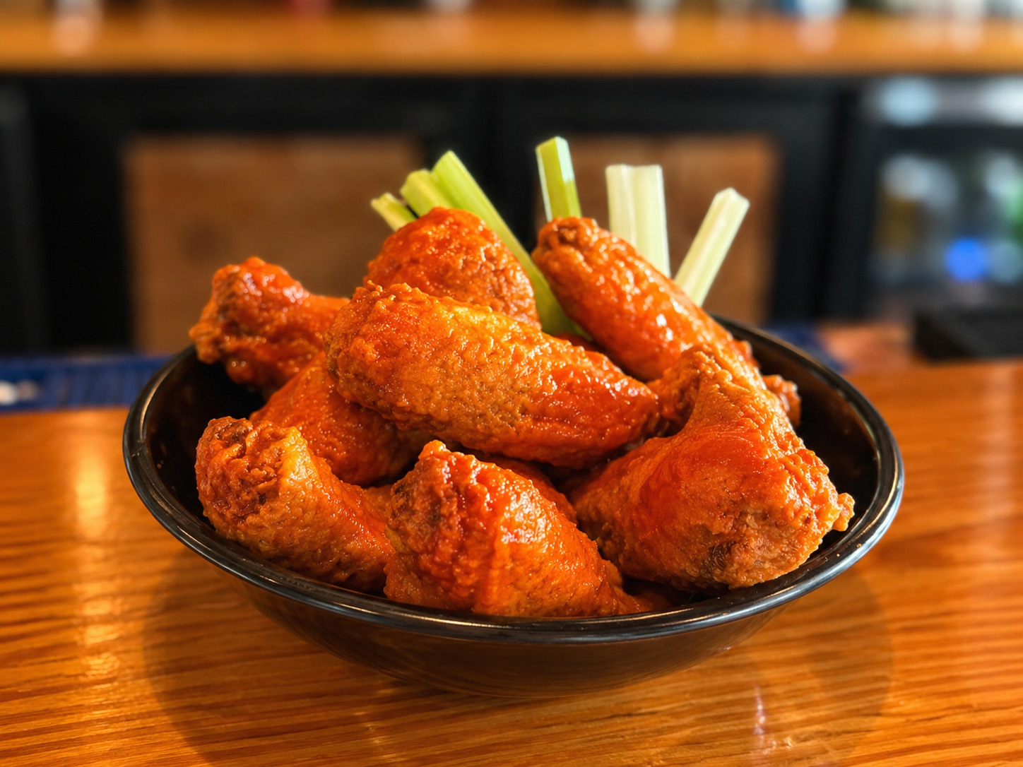 Buffalo bone-in chicken wings at Wilson’s Bar & Grill in Hilliard