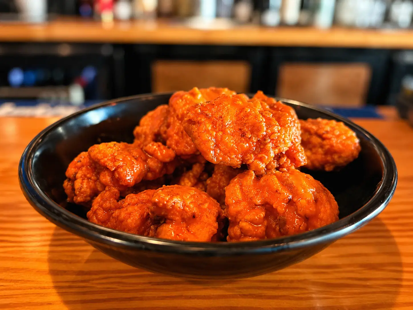 Hand-breaded boneless Buffalo wings at Wilson’s Bar & Grill in Hilliard, Ohio