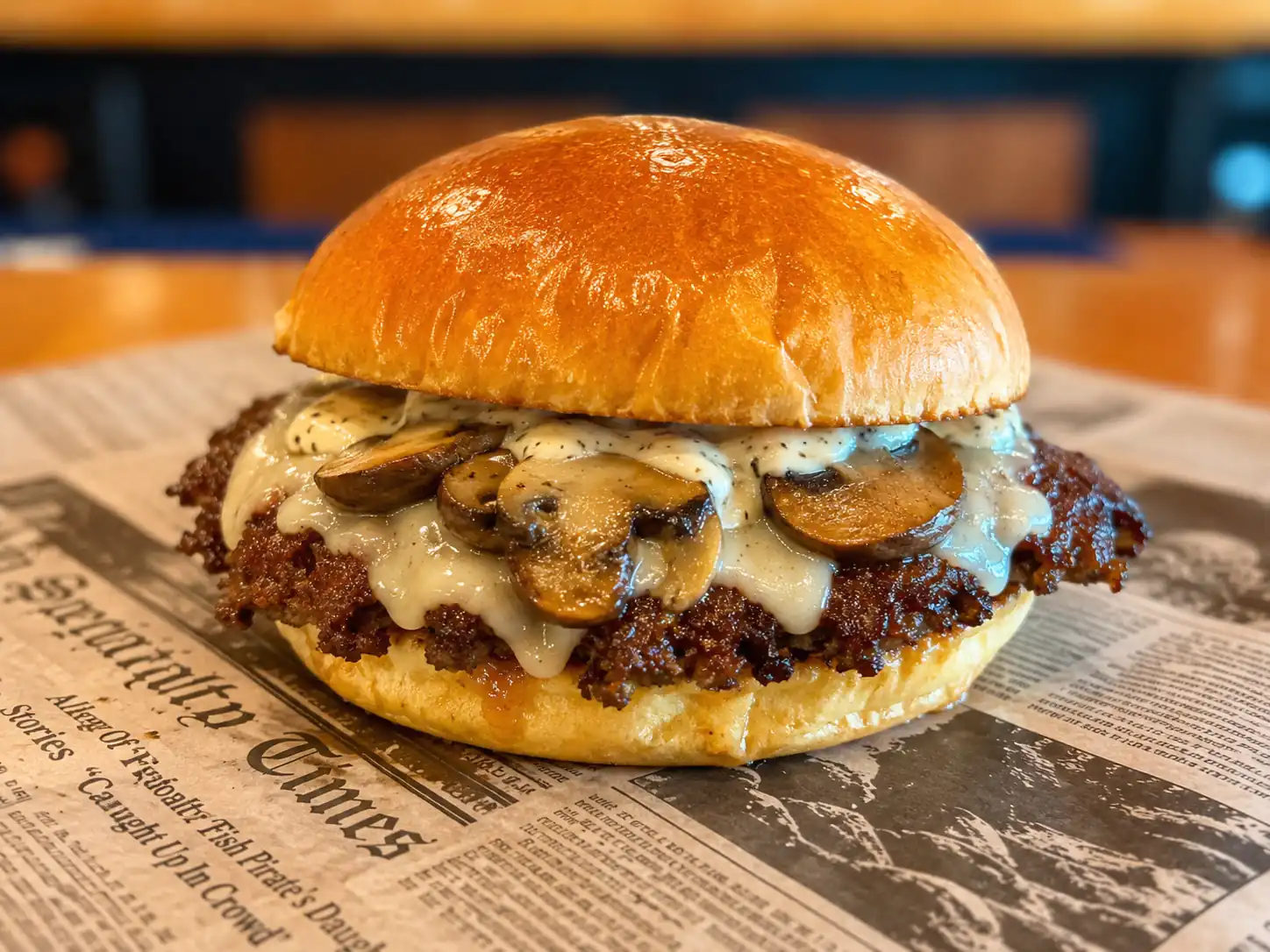 Mushroom & Swiss Smash at Wilson’s Bar & Grill in Hilliard, Ohio