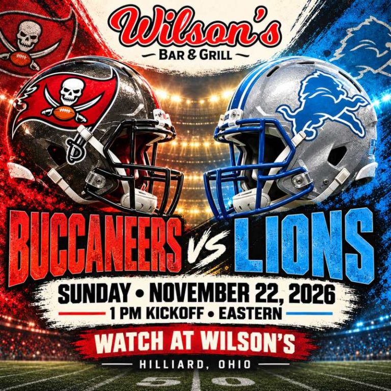 Buccaneers vs. Lions at Wilson’s | November 22 at 1 PM Eastern, Hilliard, Ohio.