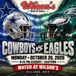 Cowboys vs. Eagles at Wilson’s | October 26 at 8:15 PM Eastern, Hilliard, Ohio.