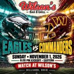 Eagles vs. Commanders at Wilson’s | November 1 at 8:20 PM Eastern, Hilliard, Ohio.