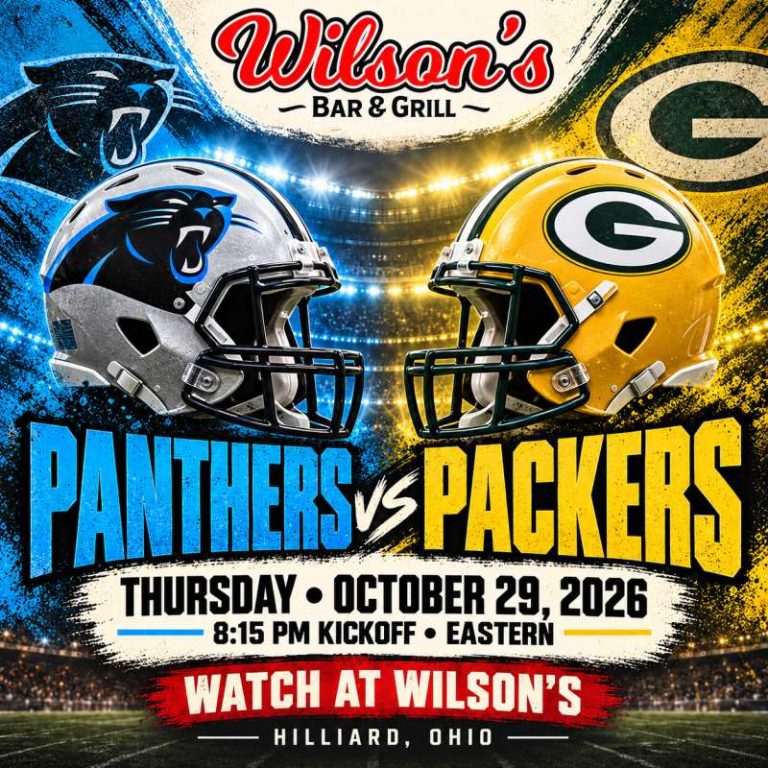 Panthers vs. Packers at Wilson’s | October 29 at 8:15 PM Eastern, Hilliard, Ohio.