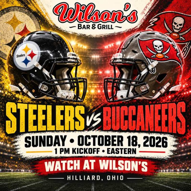 Steelers vs. Buccaneers at Wilson’s | October 18 at 1 PM Eastern, Hilliard, Ohio.